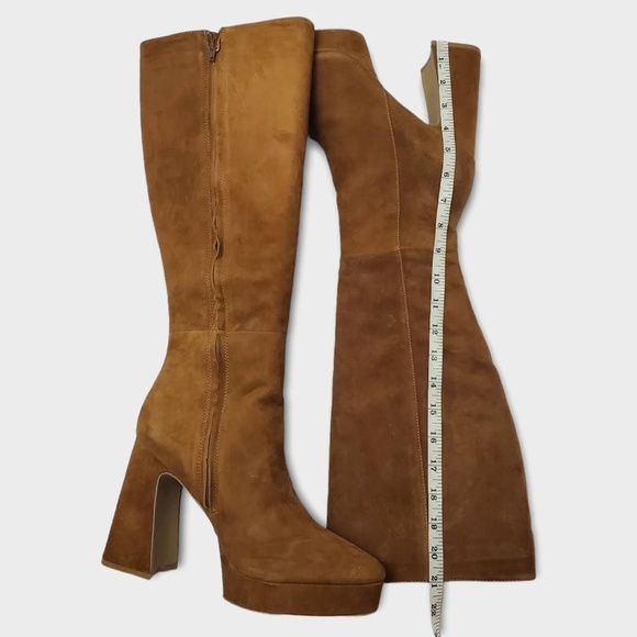 Steve Madden Groove Chestnut Suede Knee High Platform Heel Boots Size 11 M - Picture 3 of 12